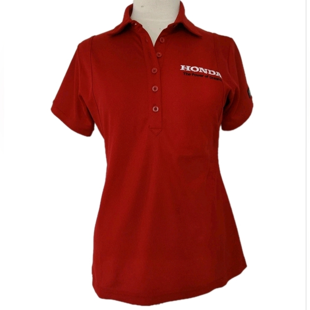 Honda Polo Shirt Small Red Motorsport Car Racing Fan Women's Buttons Top Ogio
